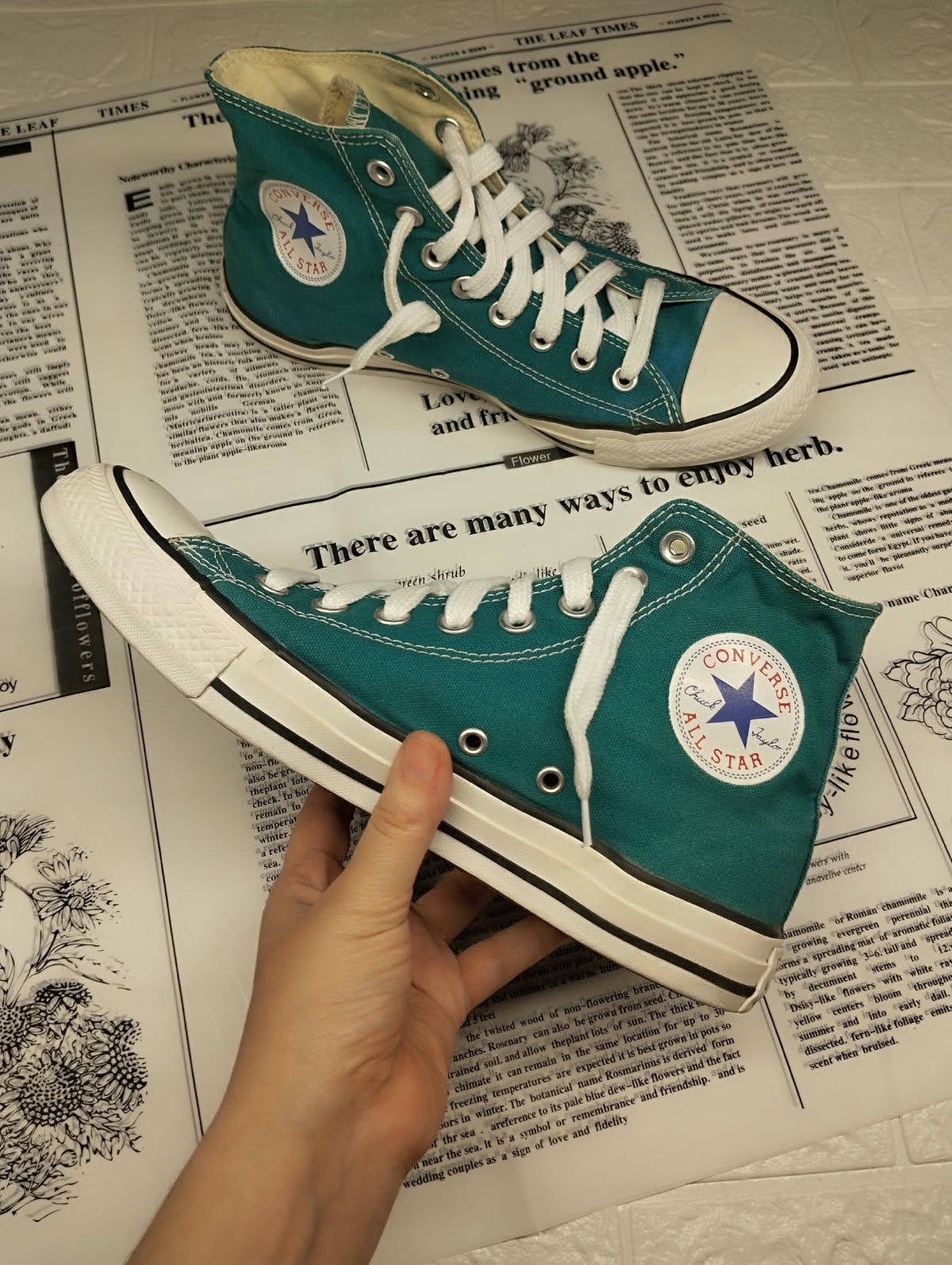 Turquoise green high rise converse
