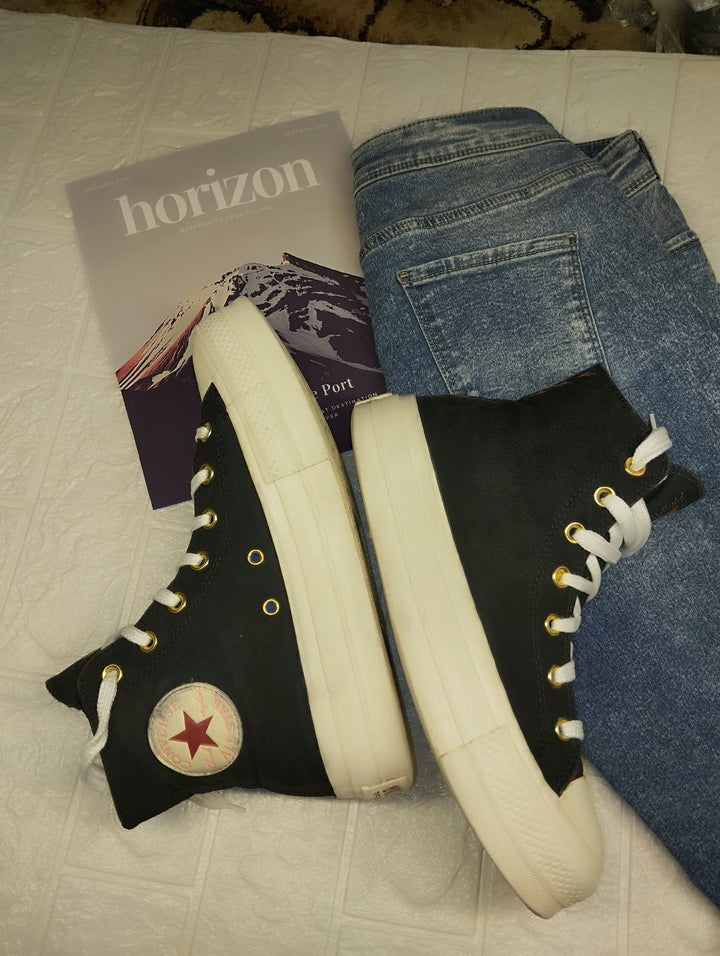 Black Heart Embroidered Converse