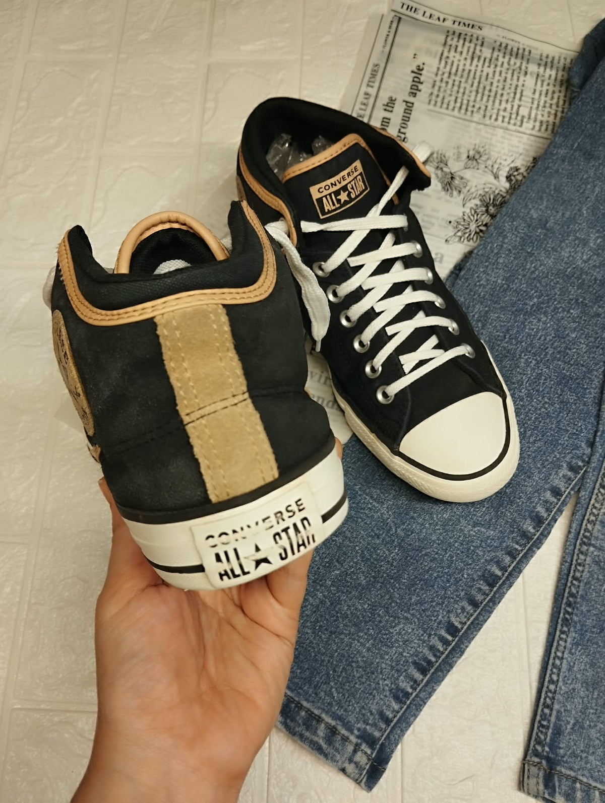 Black & Brown Ankle Cut Converse