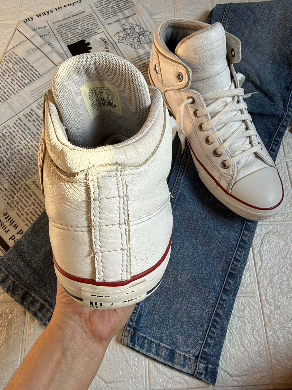 White Leather Ankle Cut Converse