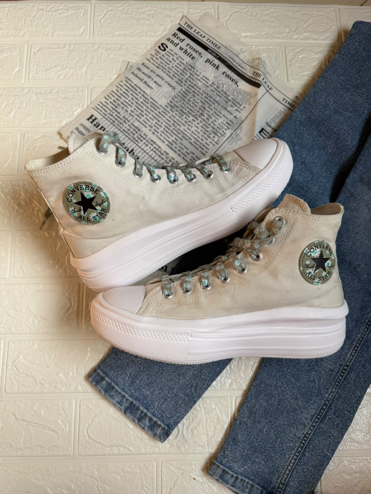 Green Flower Wave Converse