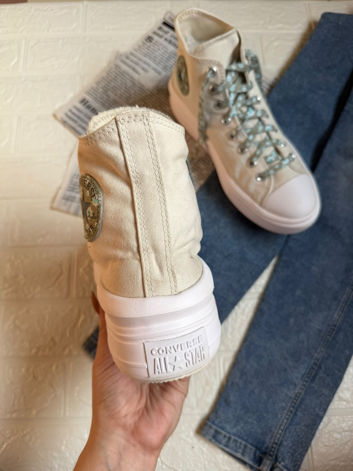 Green Flower Wave Converse