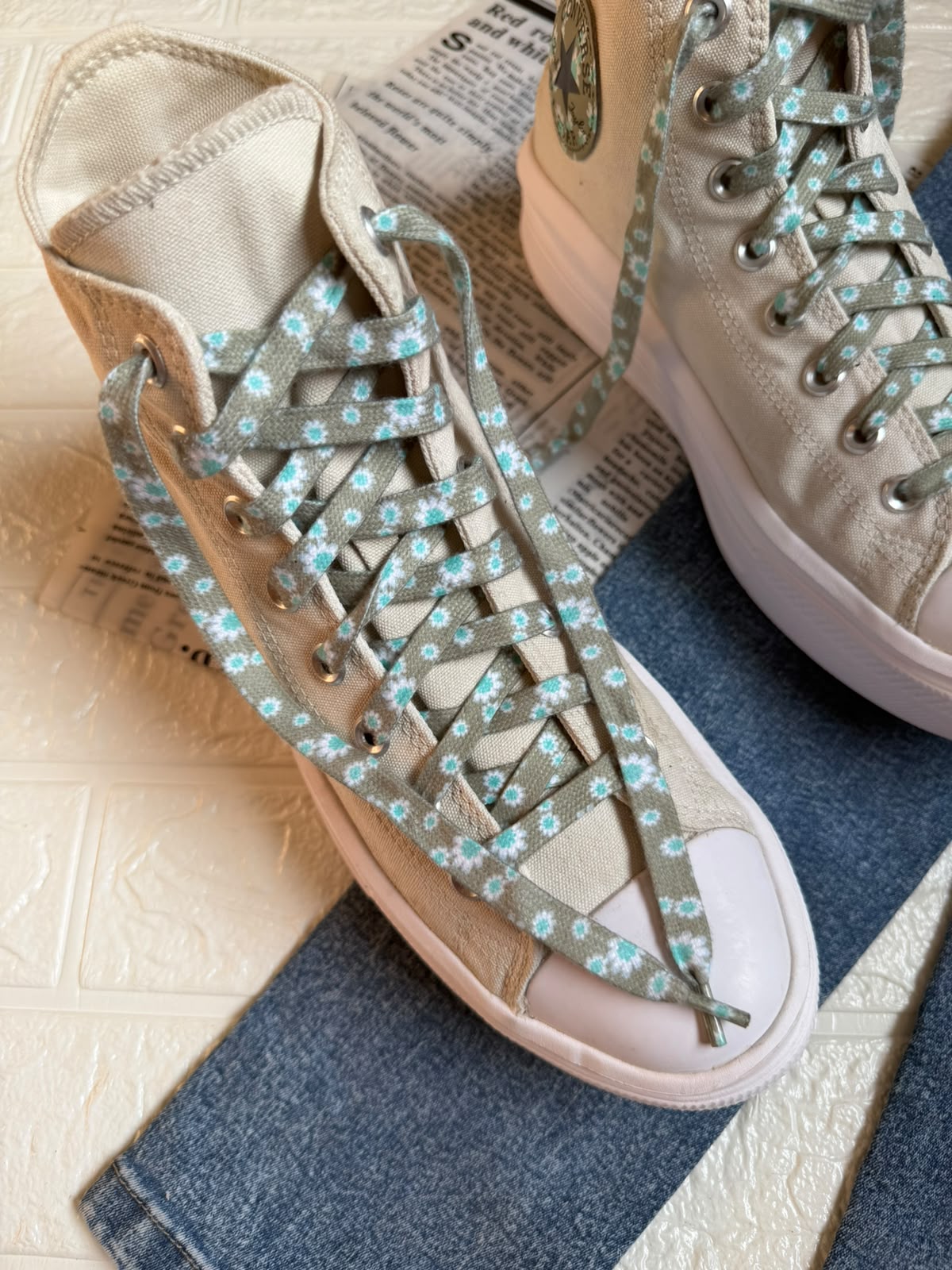 Green Flower Wave Converse