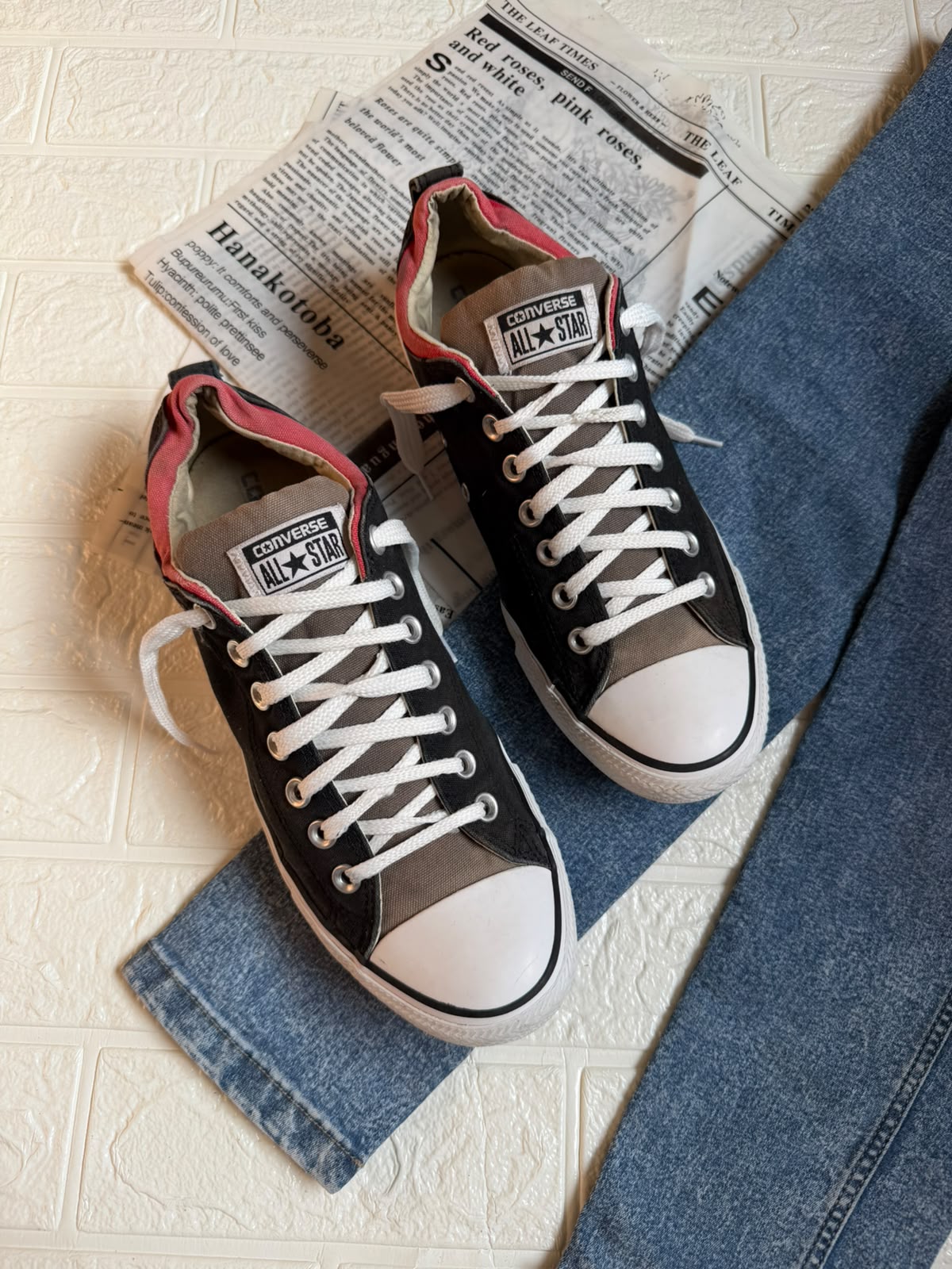Red and Black lowtop Converse