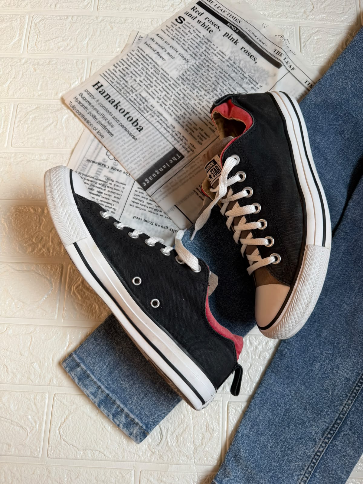 Red and Black lowtop Converse