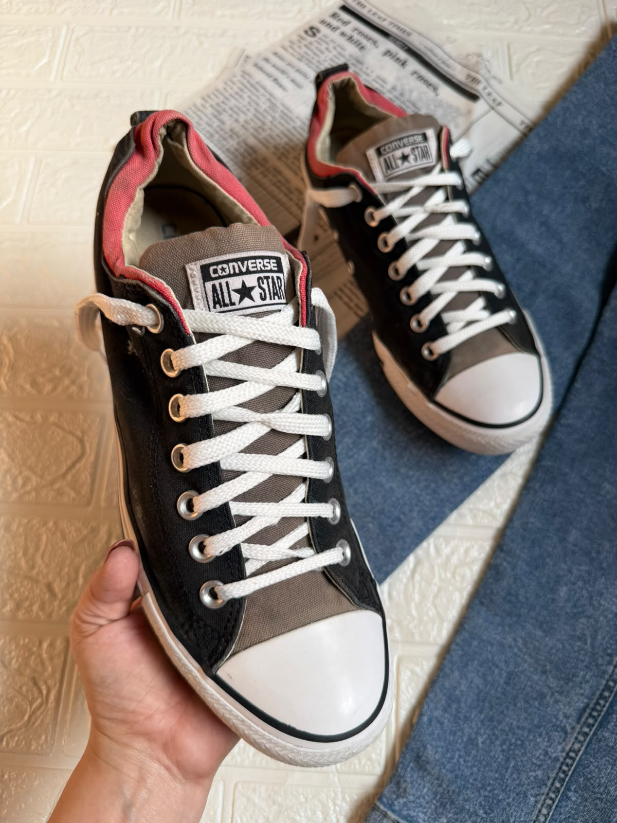 Red and Black lowtop Converse
