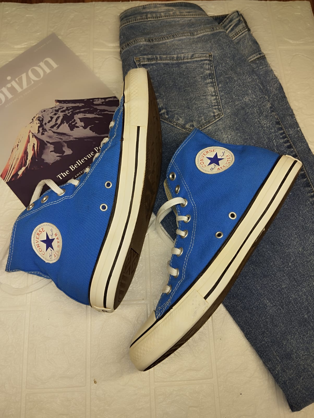 Blue high rise converse