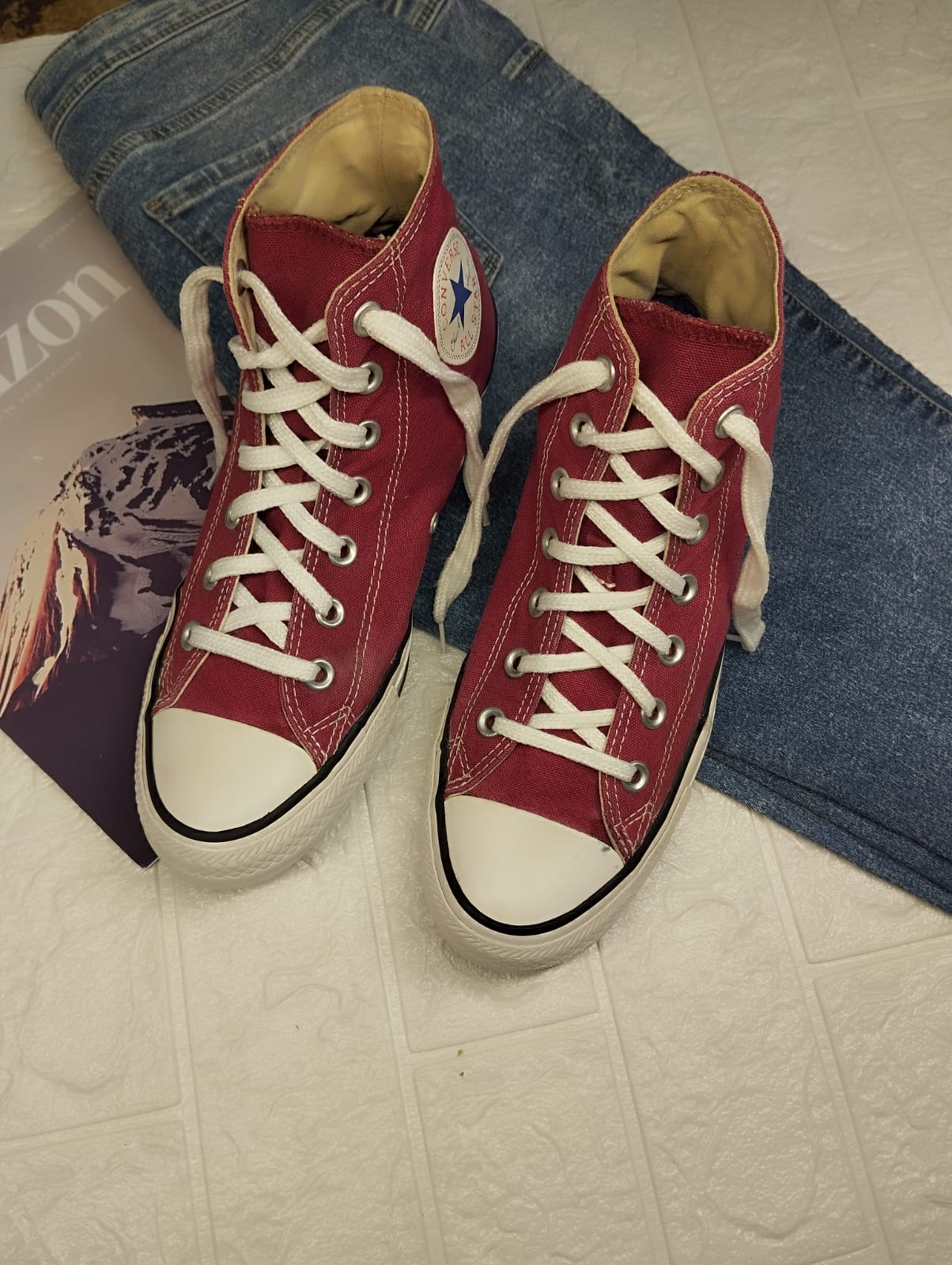 Burgundy high rise converse