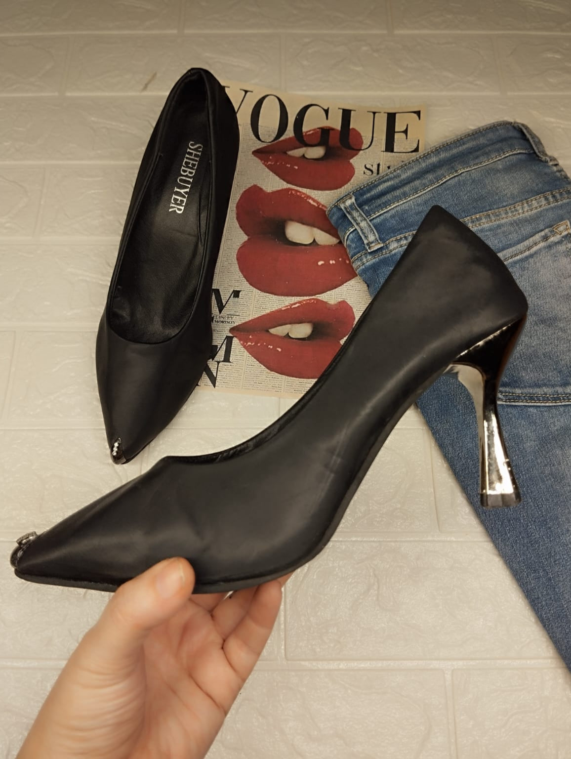 Black and silver heels