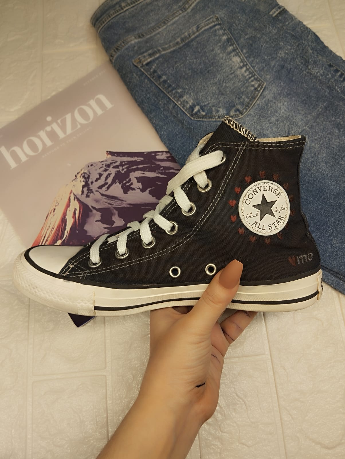 Black heart high rise converse