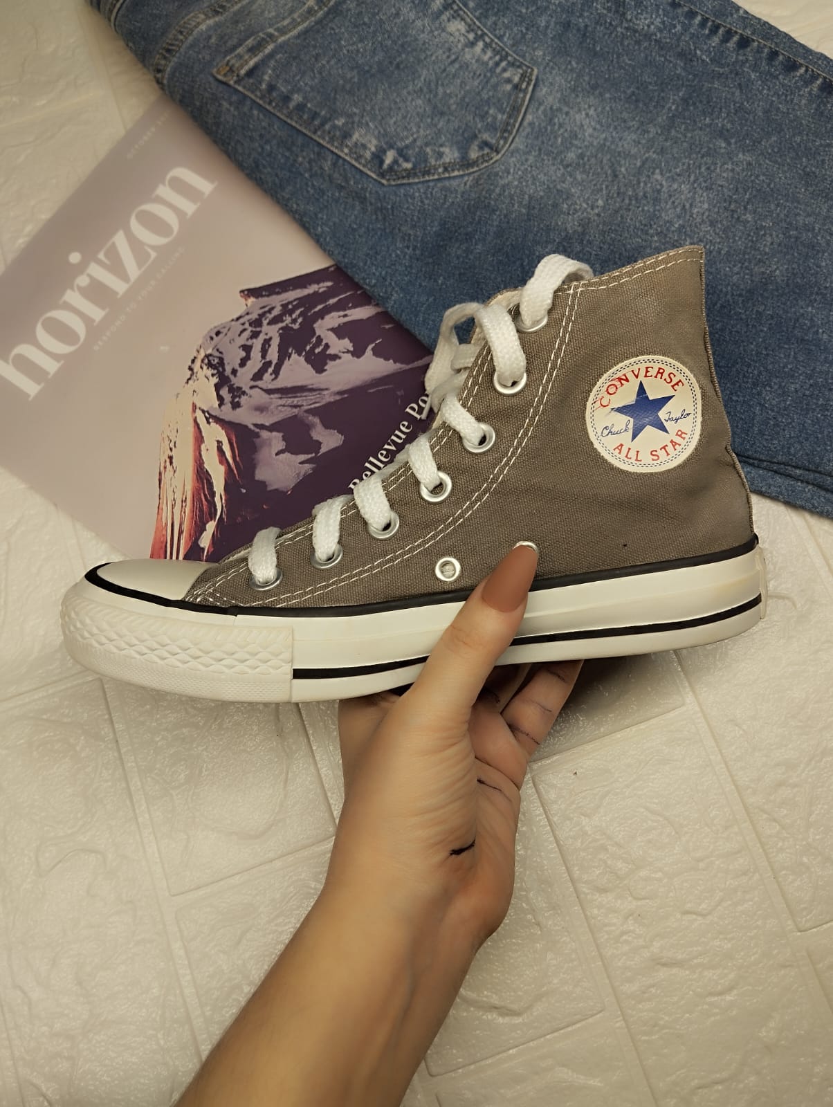 Grey high rise converse