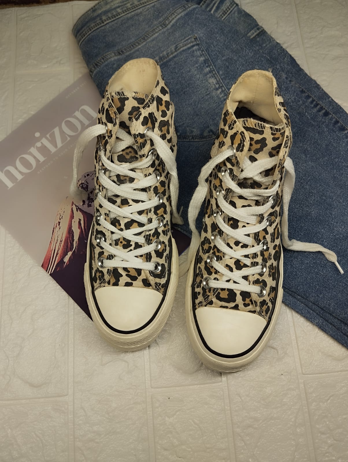 Leopard print high rise platform