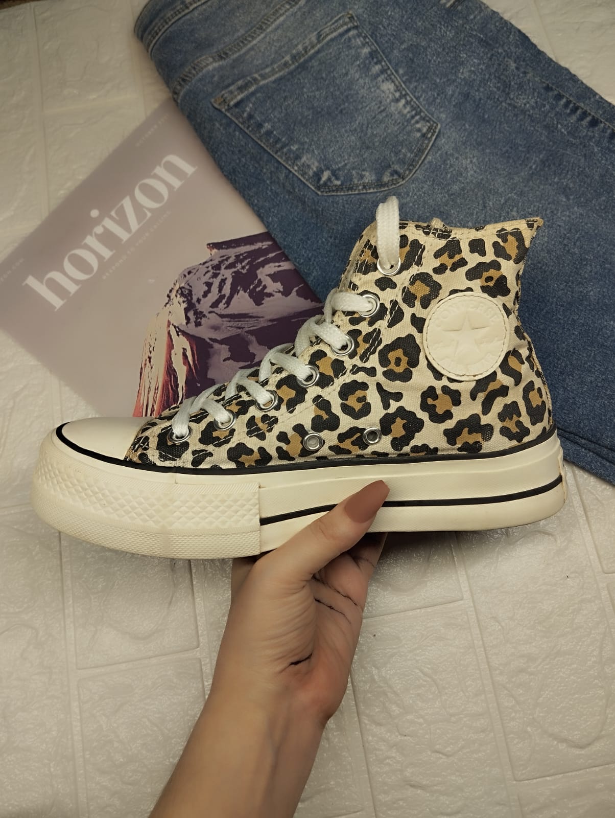 Leopard print high rise platform