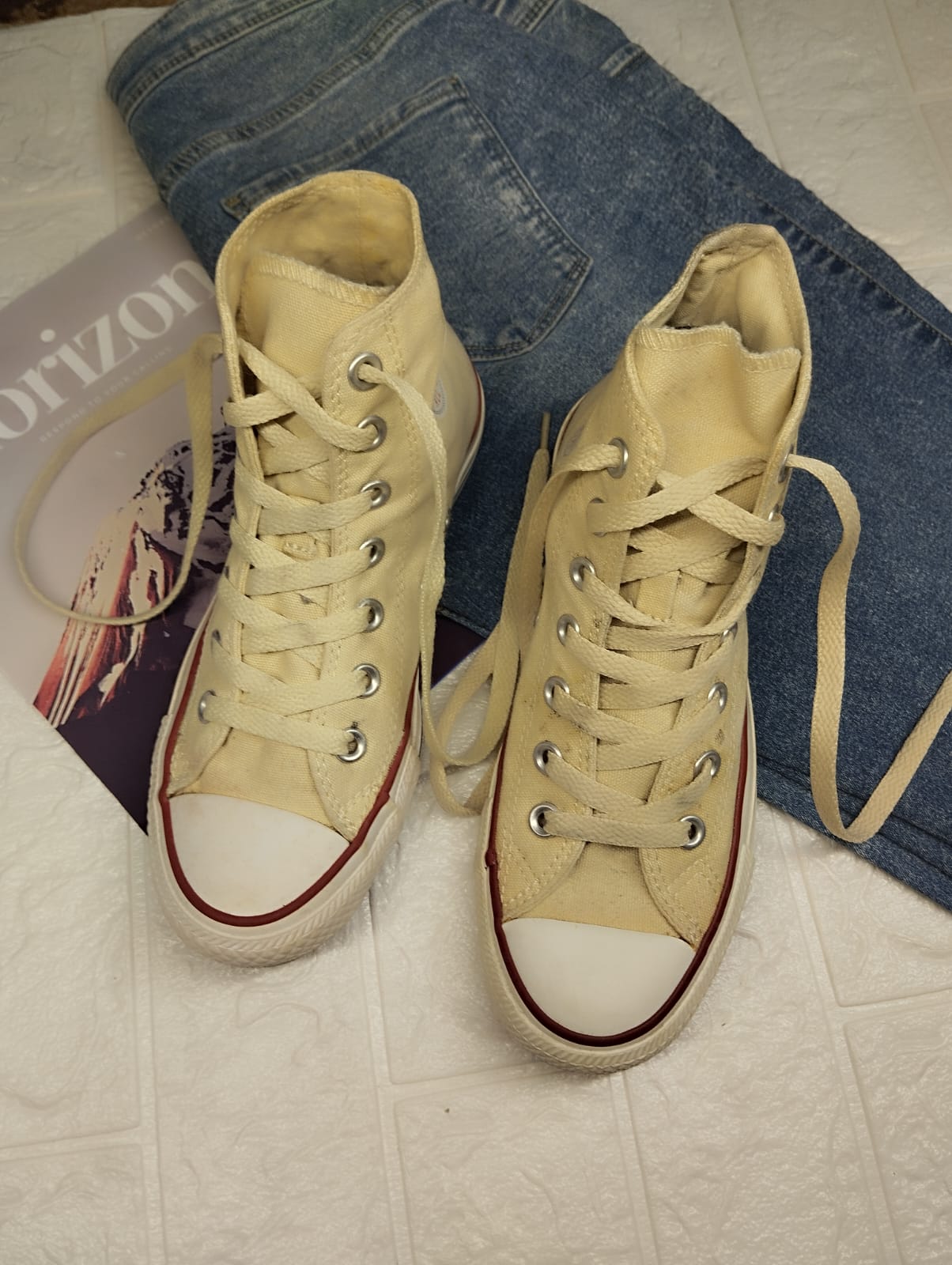 Cream high rise converse