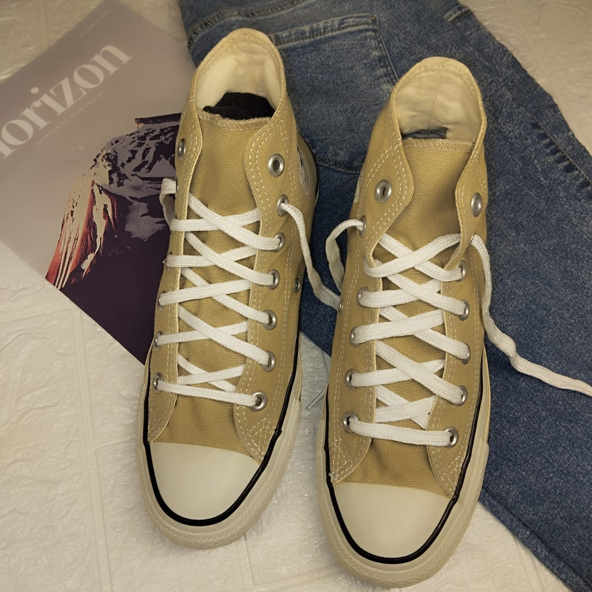 Beige high rise converse – shoebaazar