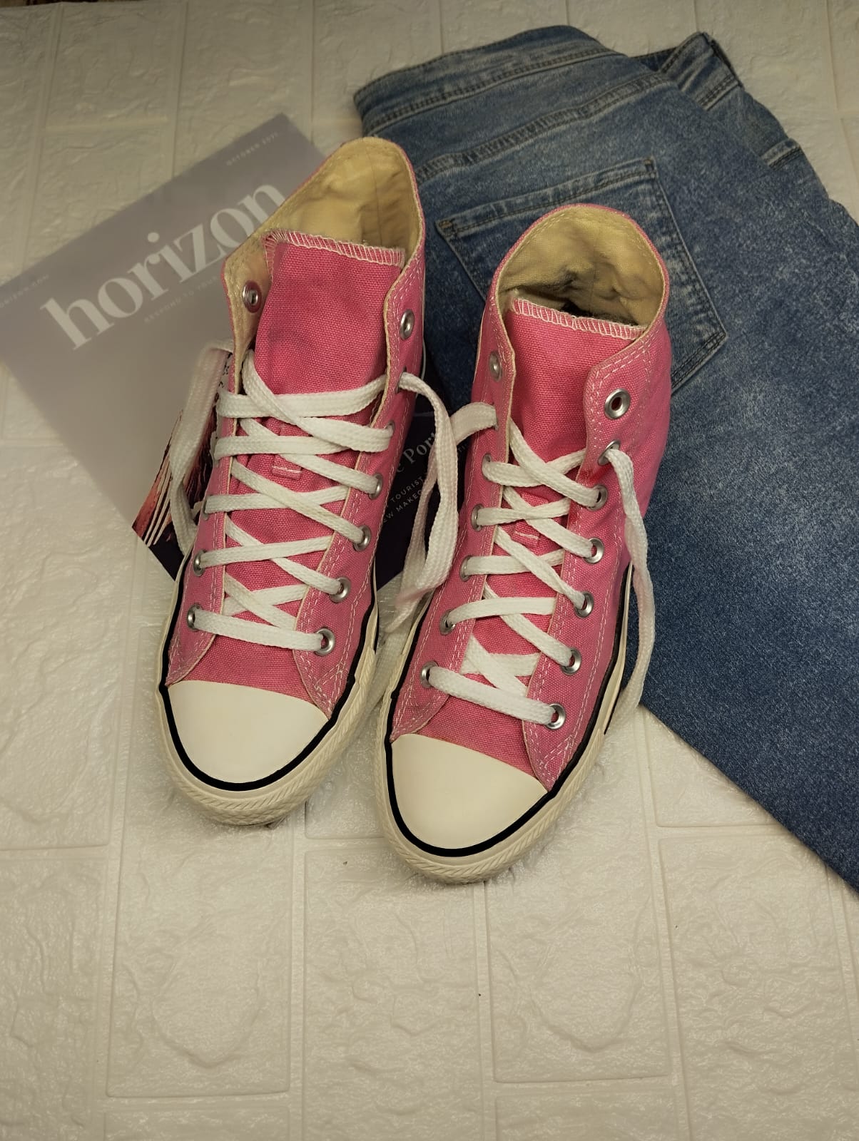 Pink high rise converse