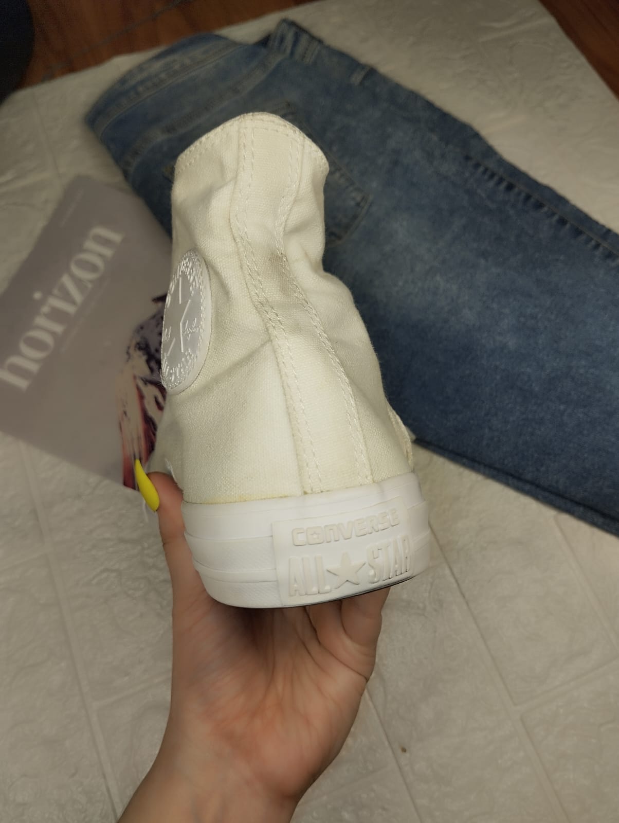 Full white high rise converse