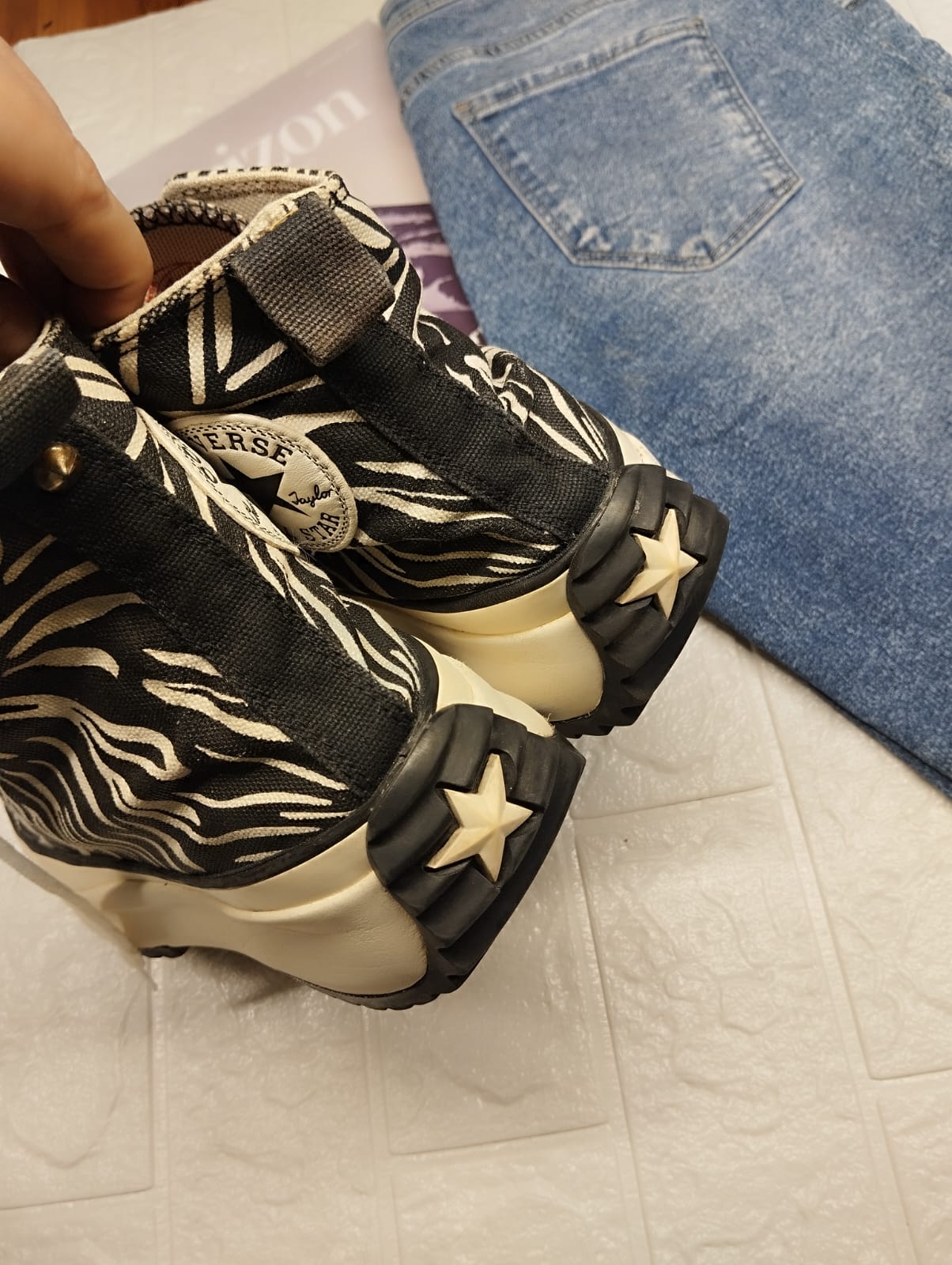 Zebra print high rise chunky